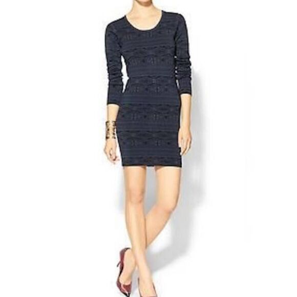 Parker Katrina Knit Bodycon Dress Navy Blue and Black Size Large NWT - Picture 3 of 13